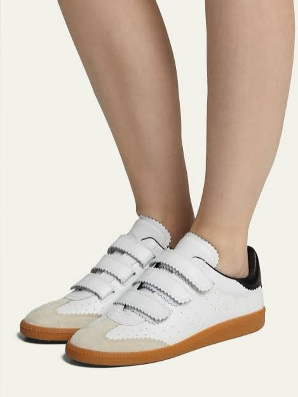 Isabel Marant White Beth Scalloped Strap Sneakers